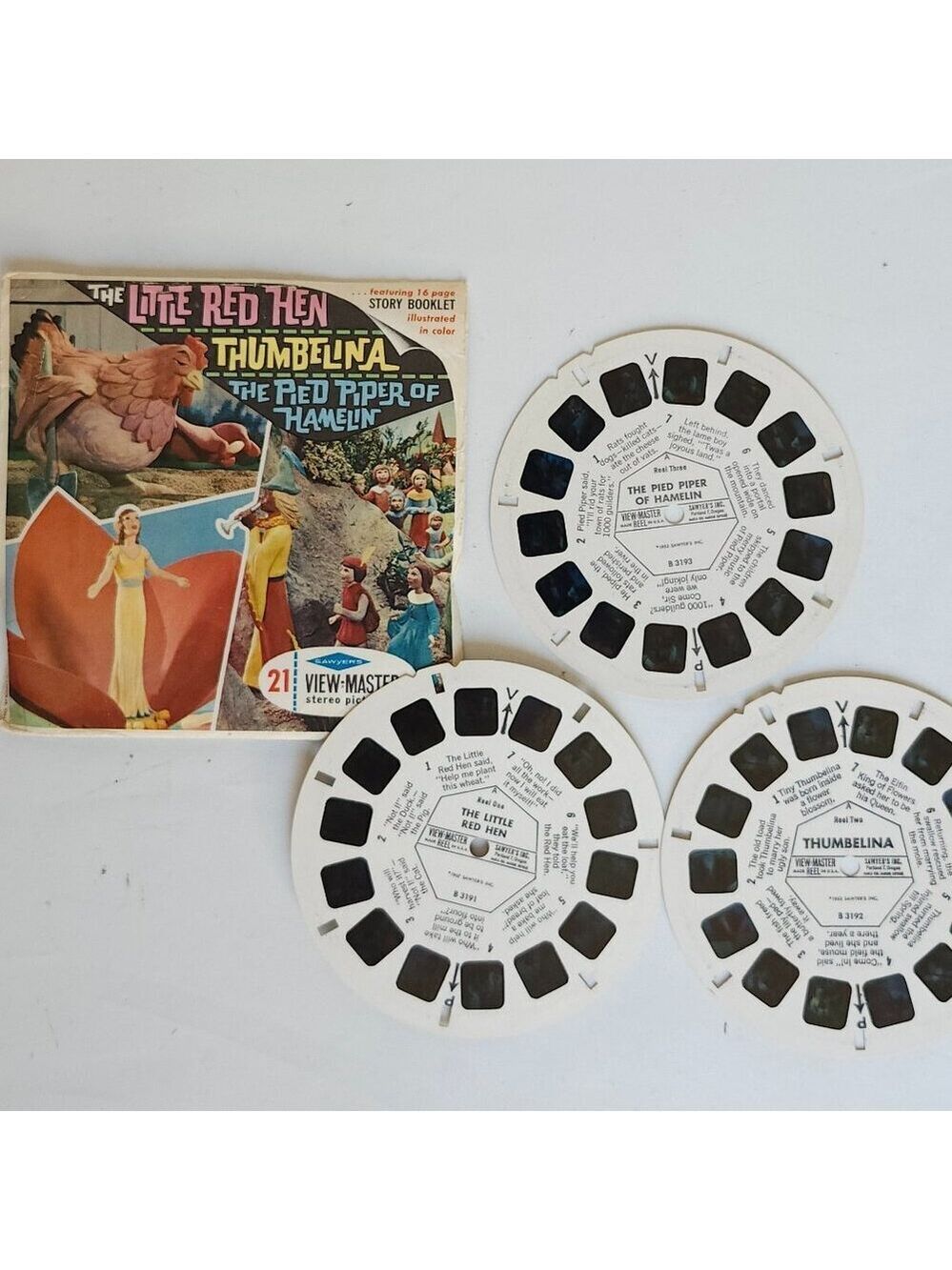 VINTAGE The Little Red Hen Thumbelina The Pied Piper of Hamelin VIEW MASTER REEL